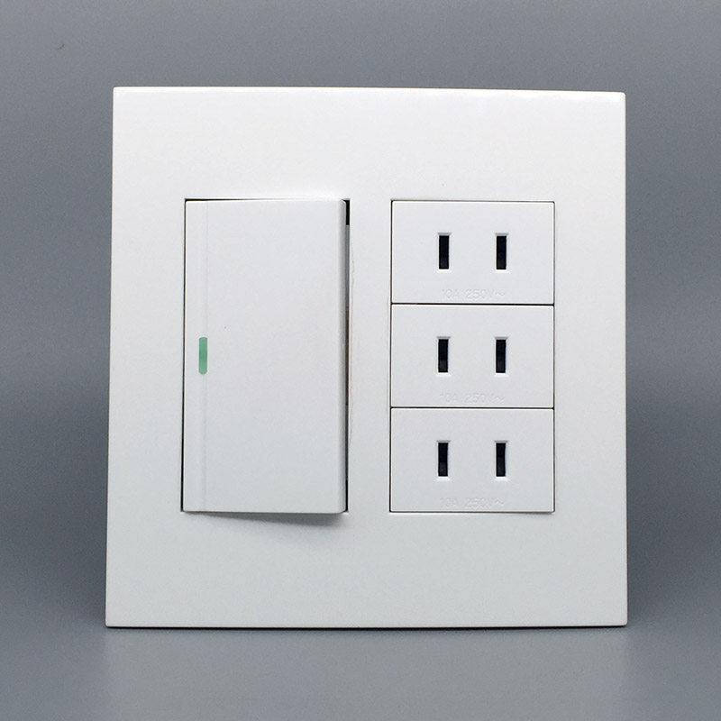 120型开关插座面板 二四六插孔一开单双控开关面板 两孔10A安插座