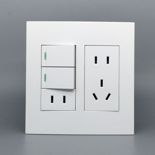 120型五孔插座带开关面板 二开双控 2开二孔 2眼5眼10A电源插座暗