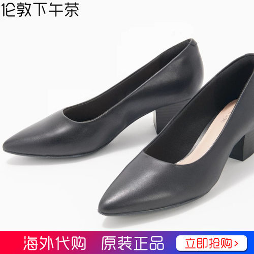 Clarks其乐真皮粗跟浅口单鞋时尚尖头女鞋Teresa Step正品代购