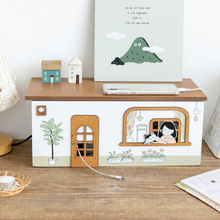 阿楹 床头插排板电线收纳盒 宿舍插线I插头遮挡装饰办公桌整理神