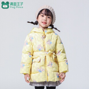 青蛙王子童装女童女童冬季羽绒服宝宝过冬风衣小女孩卡通加厚外套