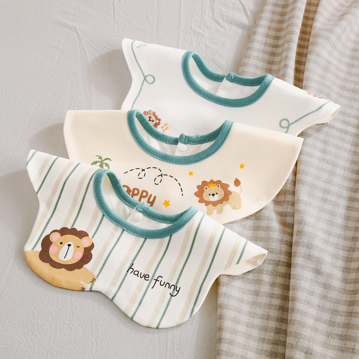 麦乐婴纯棉防水360旋转围嘴