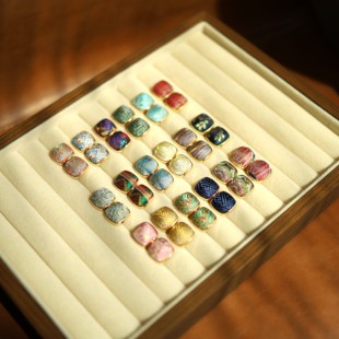 新中式 9.10上新 适配时装 非遗宋锦云锦手工饰品 耳钉 方型耳钉