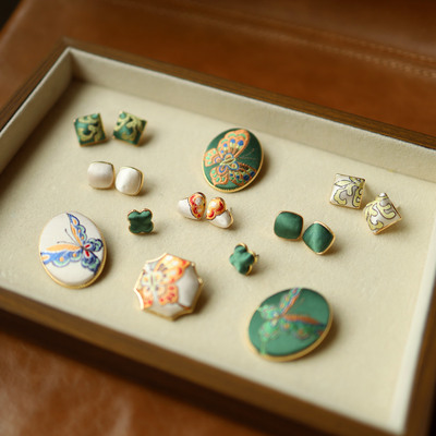 10.15 补新啦 胡光俊七重纬蜀锦 蝴蝶锦 胸针和耳钉