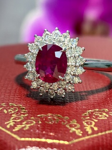 1万多 亏本卖 经典戴妃款 缅甸产地鸽血红AIGS证书18K红宝石戒指