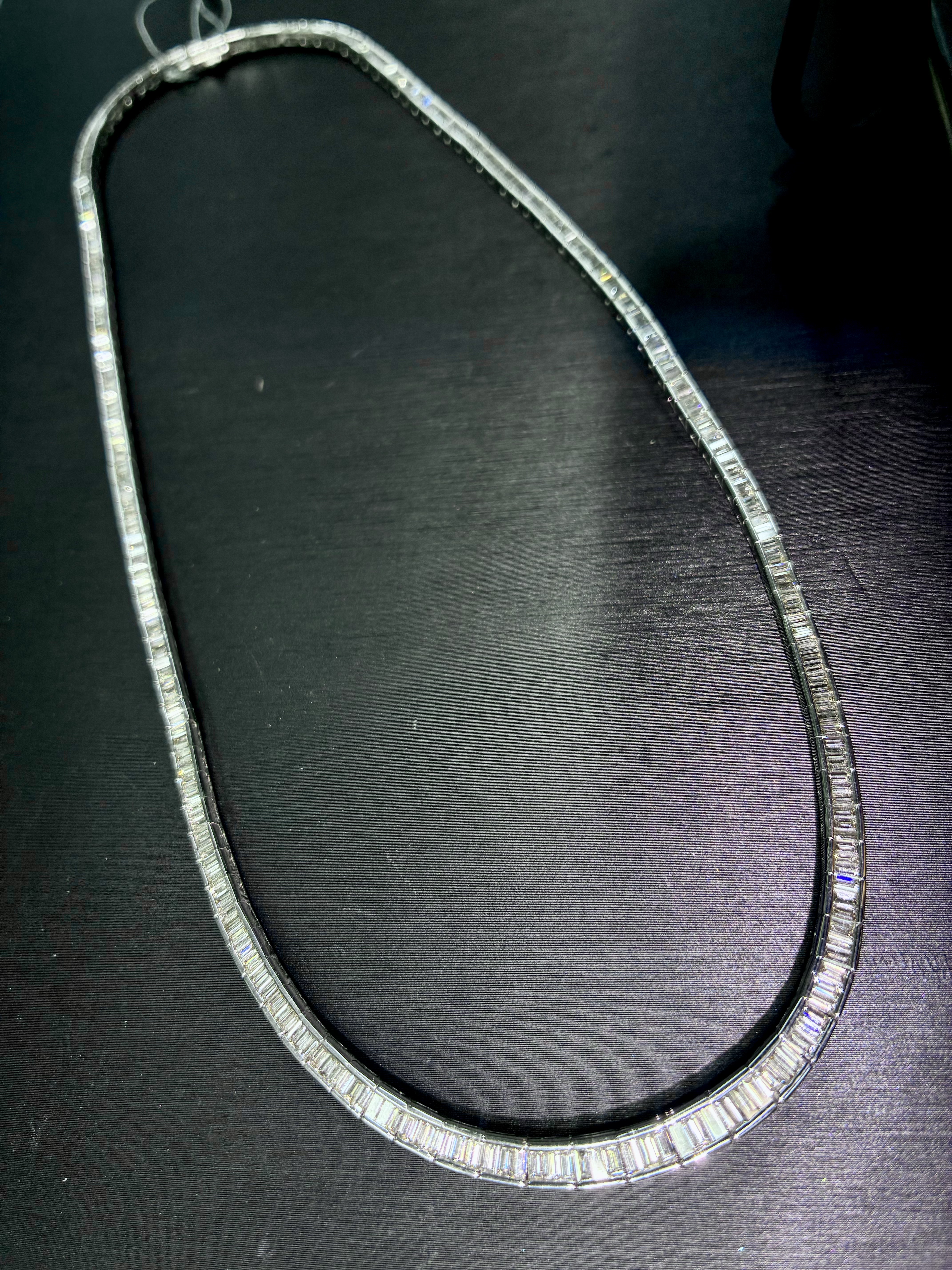 5万多亏本卖10克拉天然T方钻石项链35克左右重工18K白金镶嵌42cm