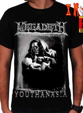 MEGADETH 铁拳摇滚t恤男潮重金属鞭笞鞭鞑激流乐队男短袖t恤潮流