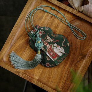 太平有象宋锦葫芦袋 真丝织金宋锦纯手工缝制 传统中国结配回笼须