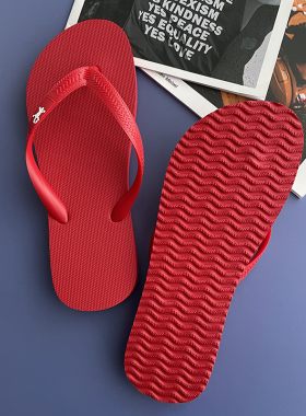 GECKOHOOD 轻质高弹人字拖鞋男士防滑防臭舒适海边红色简约凉拖鞋
