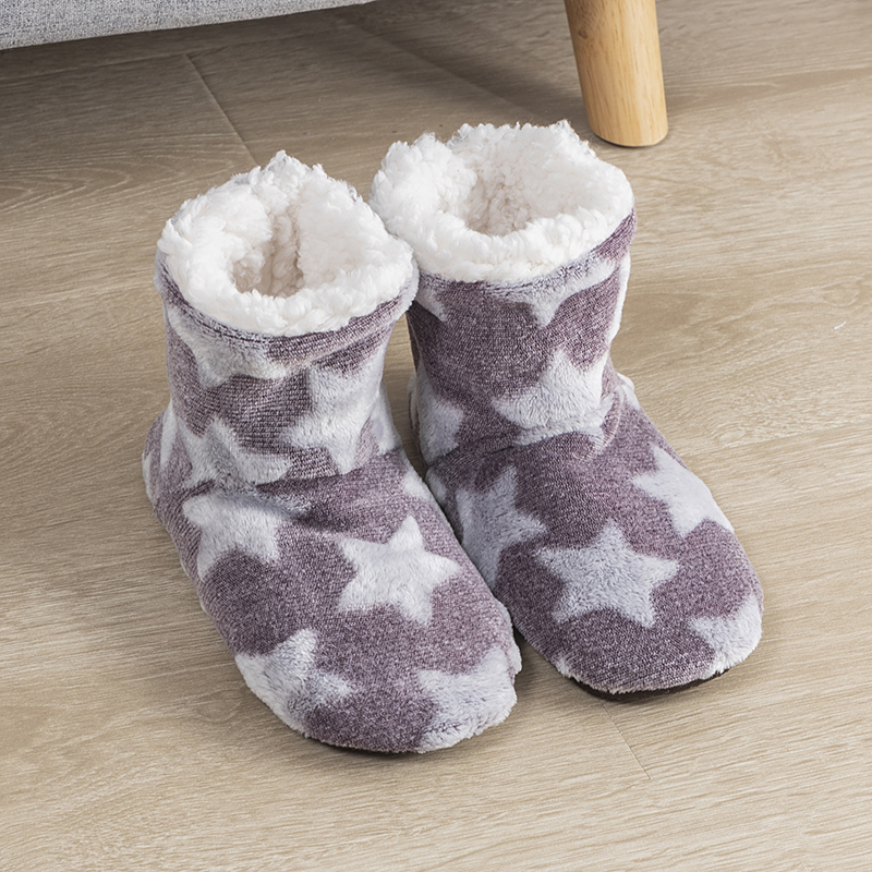 高筒静音防滑地板软底家居棉靴
