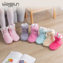 儿童靴子冬季 加厚可爱卡通保暖室内家居地板软底静音防滑高帮棉鞋