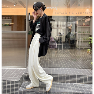 奶油裤腔调裤子垂感抗皱早春新款年宽松显瘦阔腿休闲西裤女