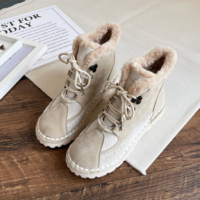 冬季保暖雪地靴平跟加绒棉鞋短靴