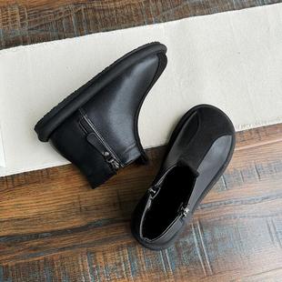 2025新款 子森女系平跟软底马丁靴女靴 原宿风舒适双拉链加绒复古鞋