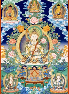 青海热贡扎西老师矿物颜料纯手绘彩唐卡装饰佛画虚空藏菩萨高80