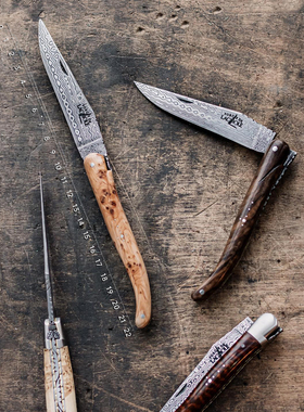 法国原产拉吉奥乐Forge de Laguiole餐刀手工制折叠刀牛角金钟柏