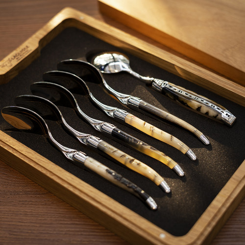 拉吉奥乐羊角手柄手工汤勺西餐勺