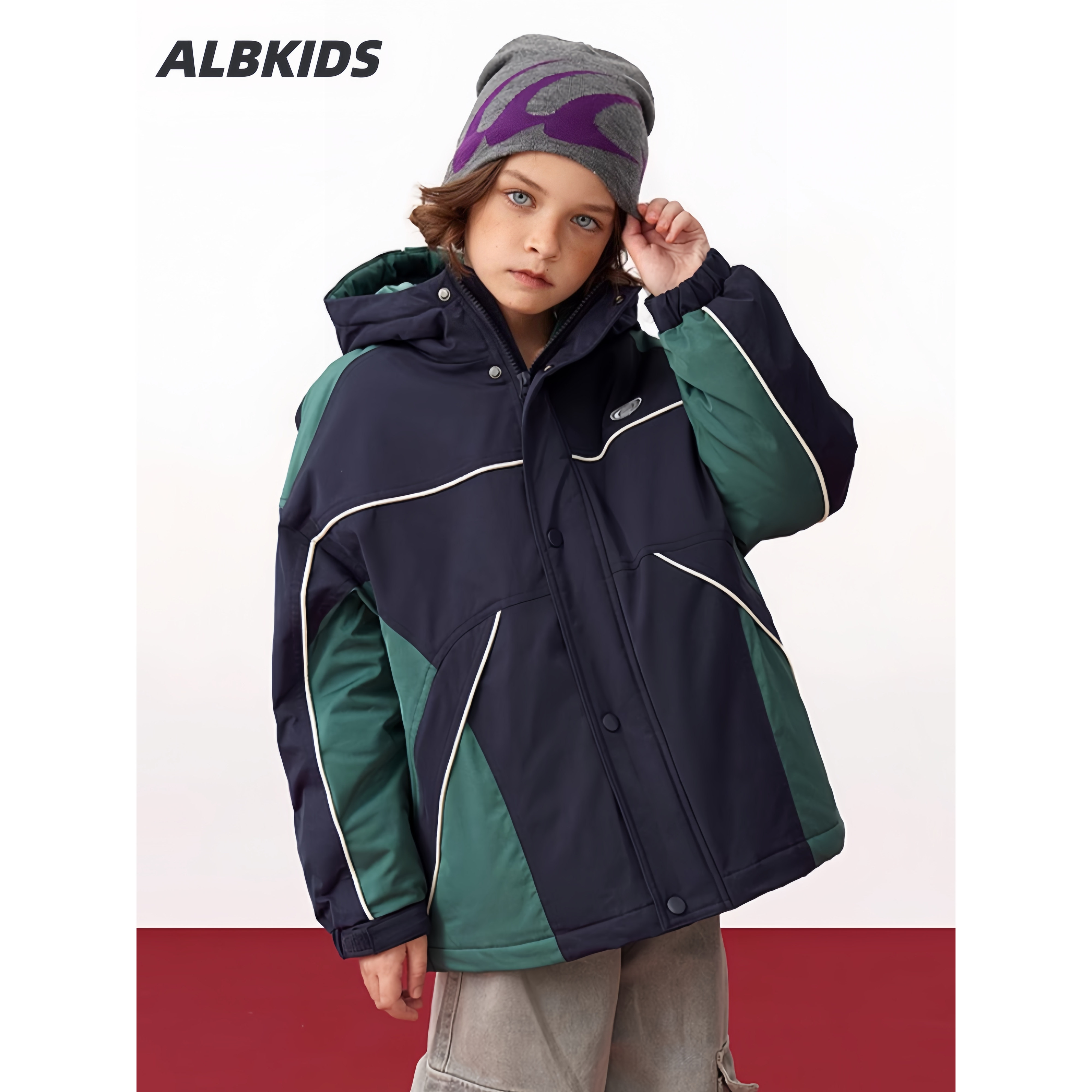 ALBKIDS童装男童2025新款白鸭绒羽绒服儿童加厚三防极寒保暖外套