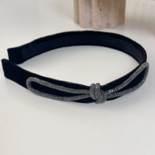 韩国进口秋冬黑色丝绒发箍豆家同款满砖绳结蝴蝶结压发发卡气质女