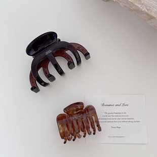 韩国复古巧克力色大号鲨鱼夹加厚发量王者入10cm高品质抓夹发饰女