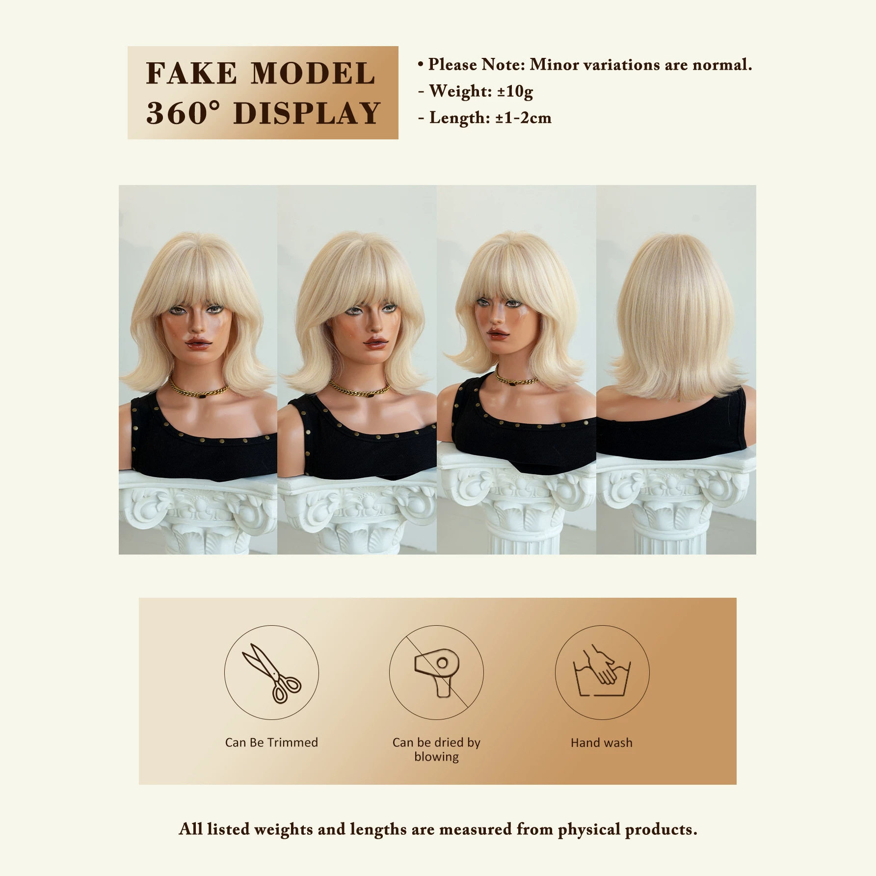 欧美铂金色假发女齐刘海短卷发假发套修脸发尾外翘短发short wigs