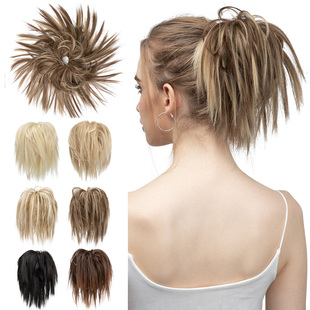 欧美假发女皮筋鸡窝头卷发圈花苞头假发圈蓬松自然长须丸子头发包