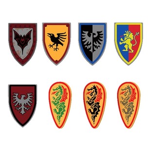 MOC国产中古城堡黑鹰龙蝙蝠乌鸦盾牌塑胶小颗粒积木人仔配件玩具