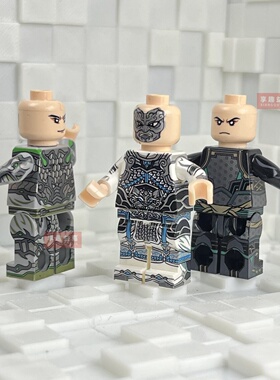 迪库天兵天将古代积木人仔身体素材双面表情MOC小颗粒配件玩具