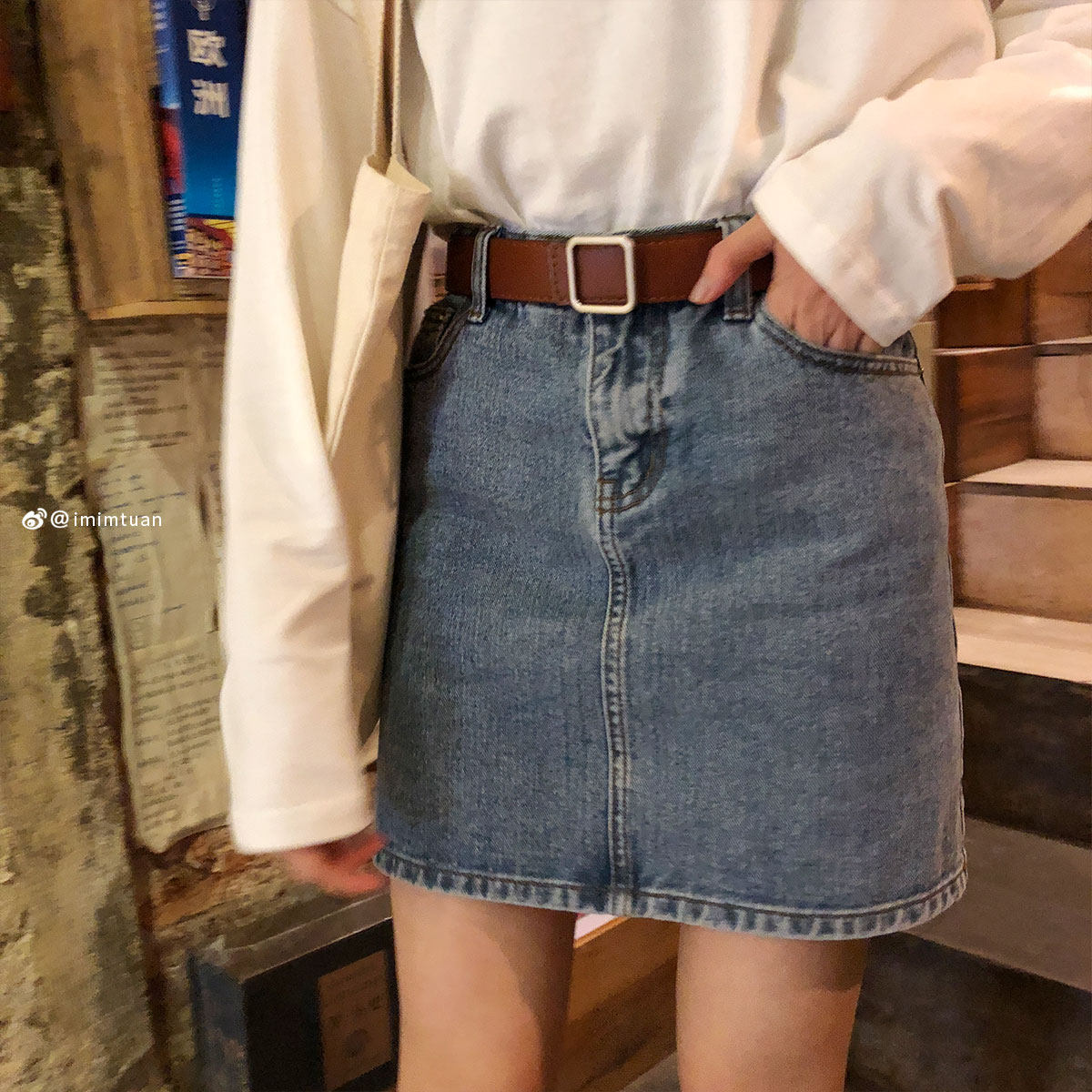 The small group 2019 summer the republic of korea Paige Show thin Versatile Denim skirt Basics Do the old Engaging Short skirtin the Women's clothing/Boutique , Skirts  category - from Buy2taobao.com to provide professional Taobao agent buy service