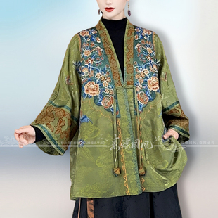 國(guó)風(fēng)重工刺繡氣質(zhì)V領(lǐng)對(duì)襟高定太太服外套上衣女 千椿物喜新中式
