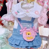 Vina手作 原创设计 粉小鸭牛仔裙宠物衣服狗狗马尔济斯泰迪约克夏