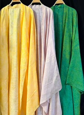 青泠谷原创汉服浮光锦人丝提花大袖衫女国风古装黄色绿色暗纹上衣