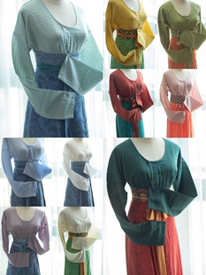 青泠谷13色全棉提花春秋唐圆领衫子