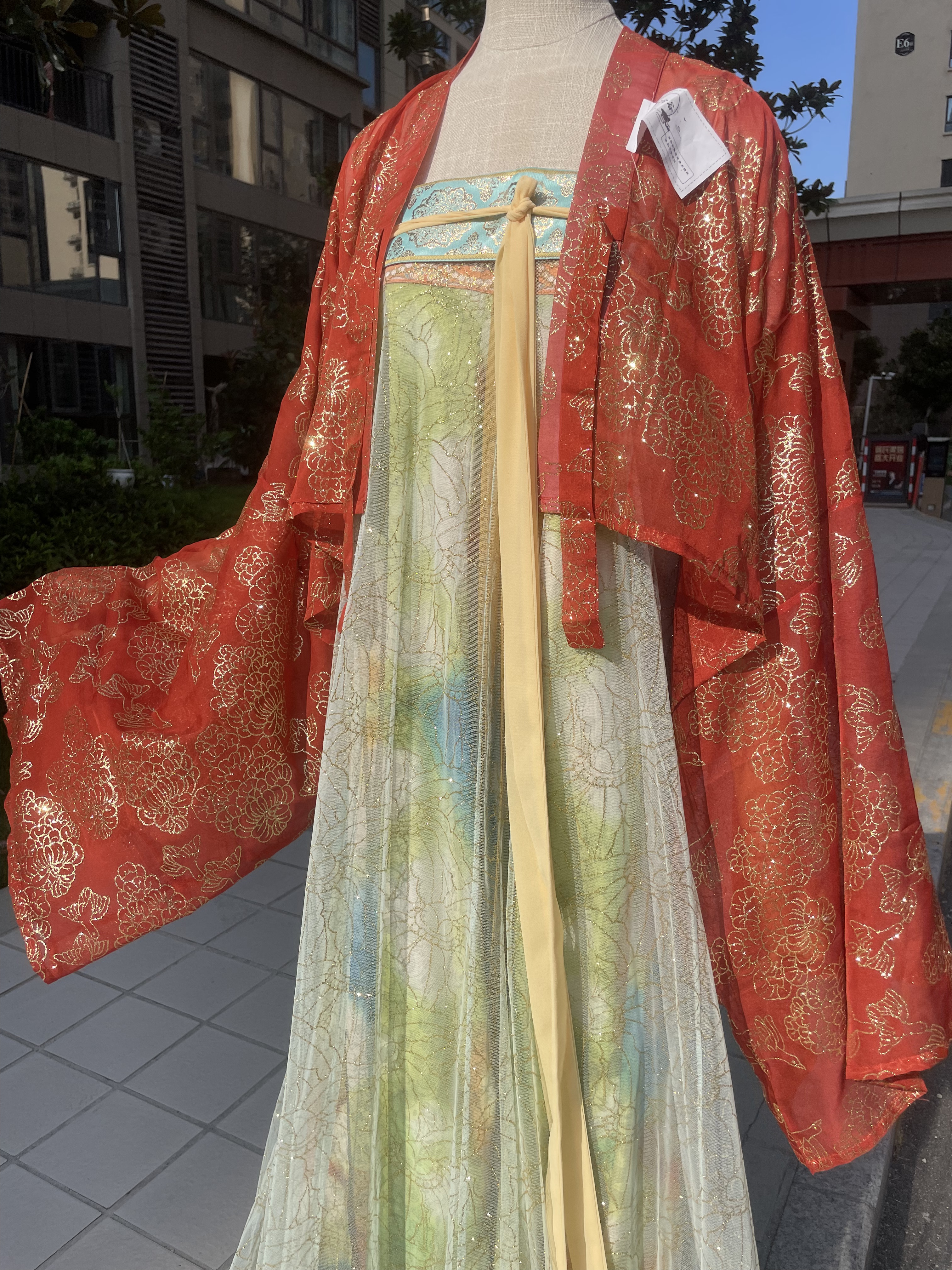 红橘印金法门寺披衫唐制汉服
