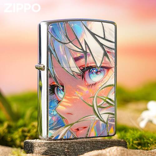 zippo芝宝打火机银闪边少女礼物