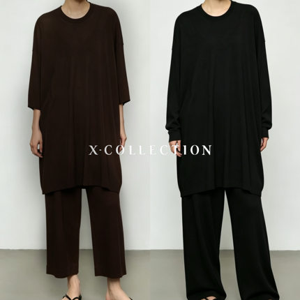 XCOLLECTION2026春夏新款廓形懒人t恤八分裤套装慵懒时髦