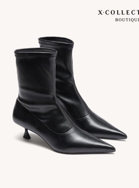 xcollection新品“charm”超尖头短靴小众原创设计师优雅气质