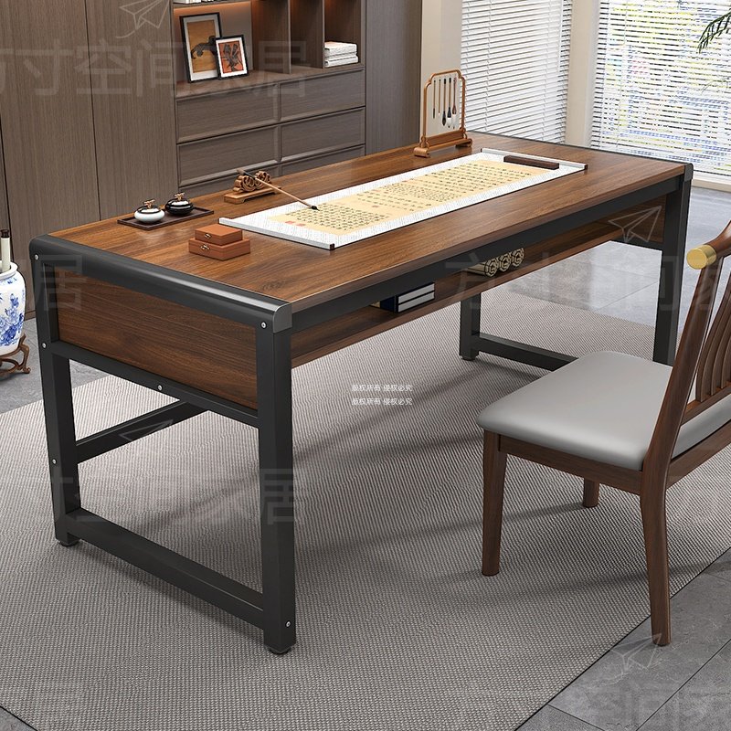 家用双层毛笔书法桌书房书画桌案
