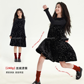 LEOHAPPY女童连衣裙冬季 儿童公主裙新年丝绒背心裙大童生日礼服裙