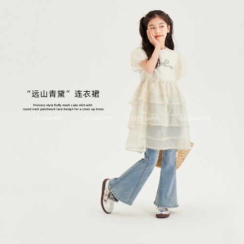 女童连衣裙儿童网纱叠穿罩衫裙