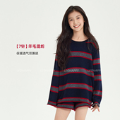 短裤 儿童毛衣绵羊毛条纹针织衫 两件套 2026新款 LEOHAPPY女童套装