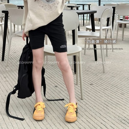 LEOHAPPY女童打底裤外穿儿童牛仔短裤春夏款四面弹骑行裤休闲裤