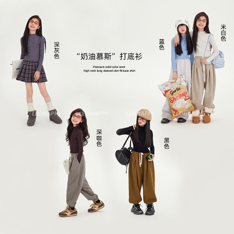 女童打底衫儿童毛衫包芯纱针织衫