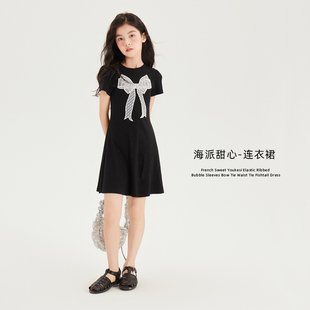 兒童連衣裙夏季 優(yōu)可絲中大童T恤裙子 t恤2024新款 leobaby女童短袖