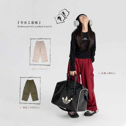 亲子装女童工装裤斜纹棉休闲裤