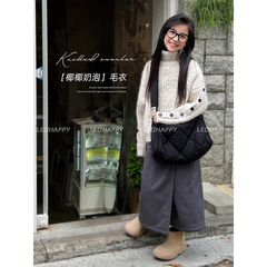 LEOHAPPY女童毛衣秋冬2024新款儿童高领针织衫中大童毛织洋气上衣