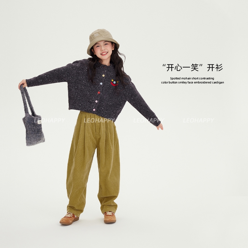 女童毛衣儿童马海毛绣花短款开衫