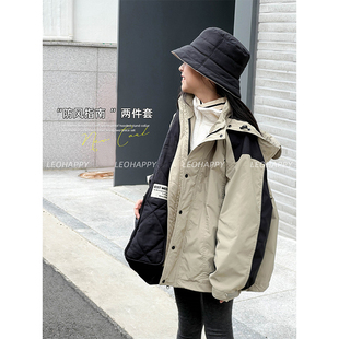 新款 LEOHAPPY女童外套冬季 儿童冲锋衣户外防风奥粒绒内搭两件套