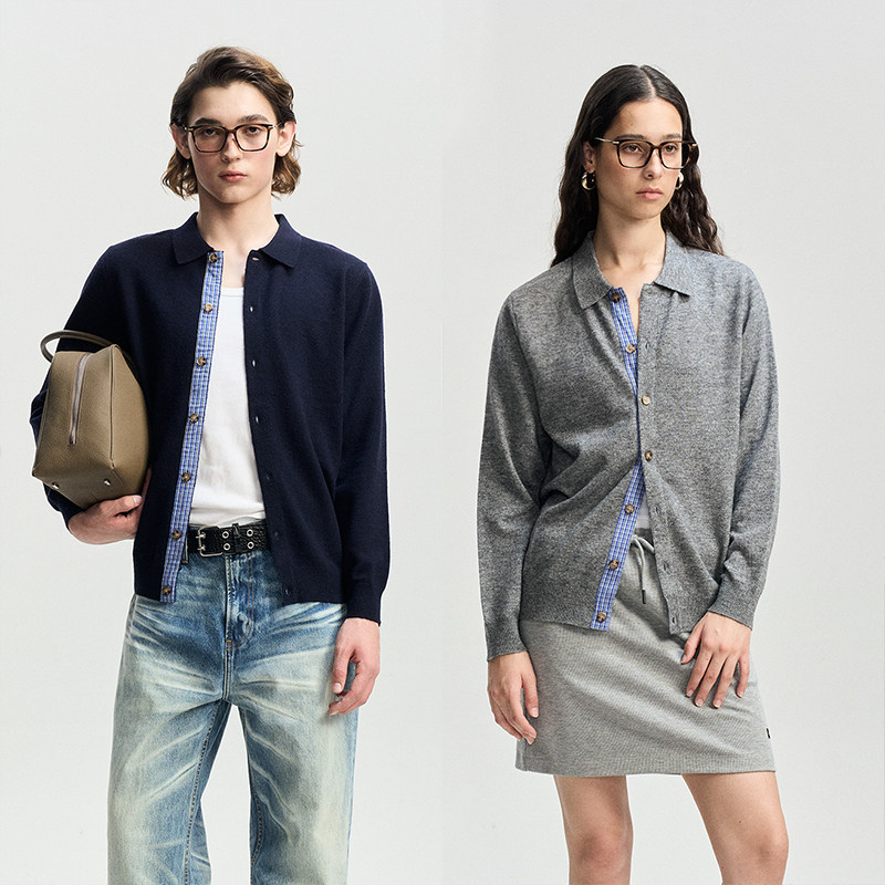 绵羊毛针织开衫老钱风