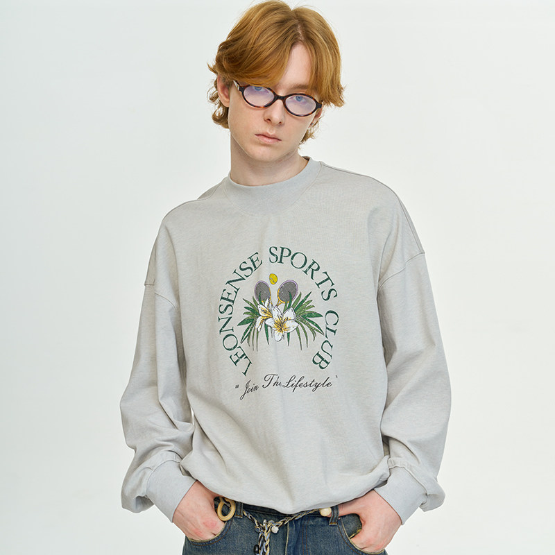 鸡蛋花复古感印花运动休闲卫衣